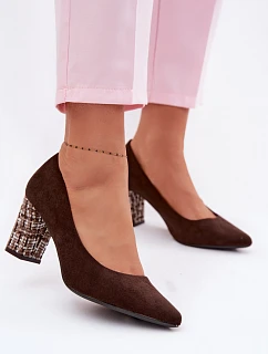 Lodičky z eko semiše na sloupku  Hnědé model 22091812 - SERGIO LEONE