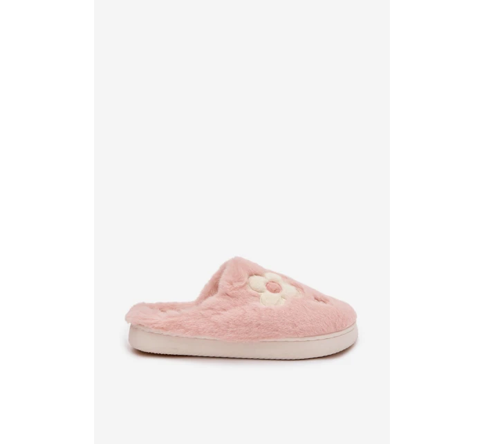 Dámské chlupaté papuče s květinami – růžové Selinne Dámské chlupaté papuče s květinami – růžové Selinne