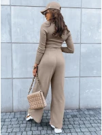 Dámský komplet širokých kalhot a crop topu ASTRAL ALLURE tmavě béžový FashionStreet AY0905