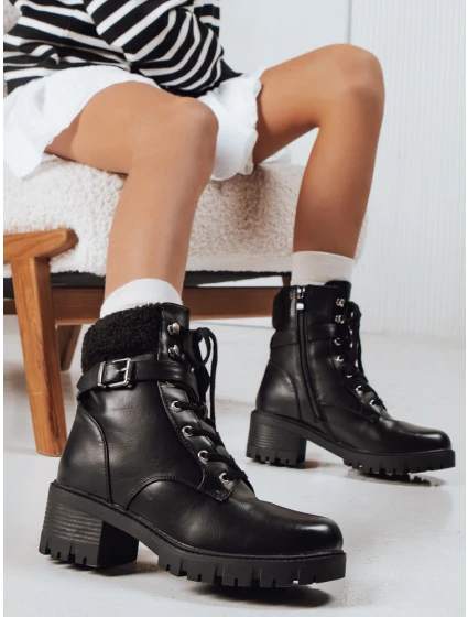 Dámské šněrovací boty černé FashionStreet ZY1216