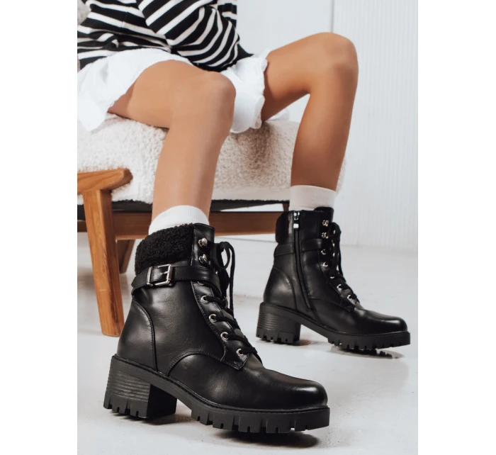 Dámské šněrovací boty černé FashionStreet ZY1216