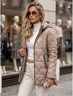 Dámská prošívaná bunda s odnímatelnou kapucí, béžová, FashionStreet TY5793 Dámská prošívaná bunda s odnímatelnou kapucí, béžová, FashionStreet TY5793