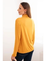 Dámská viskózová blůza s rolákem a dlouhým rukávem hořčicová