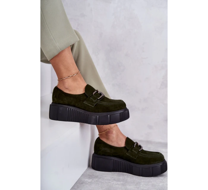 Módní semišové boty na platformě Khaki model 21598683 - Boto