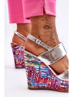 Dámské sandály na klínu stříbrné Calderia Dámské sandály na klínu stříbrné Calderia