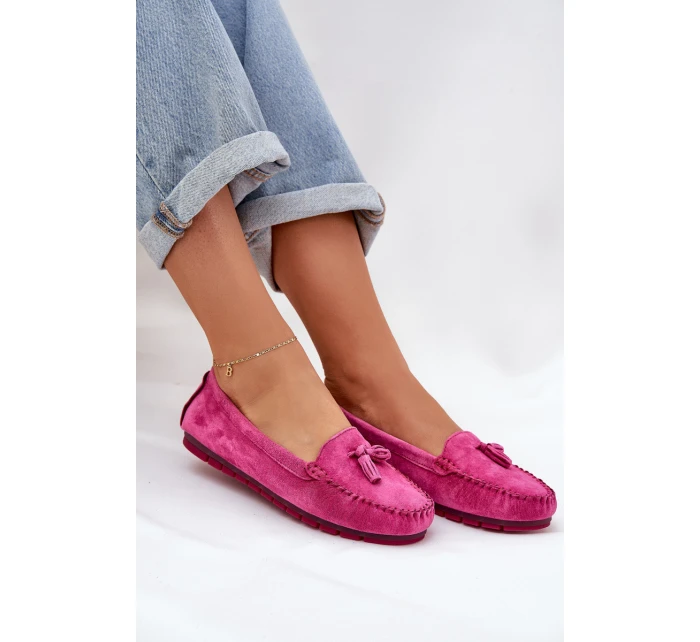 Dámské Ploché Klasické Semišové Mokasíny model 21686063 Fuchsie - S.Barski Dámské Ploché Klasické Semišové Mokasíny model 21686063 Fuchsie - S.Barski