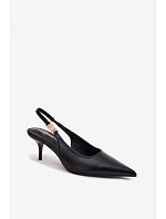 Dámské sandály z umělé kůže na podpatku Černé model 22102984 - Boto