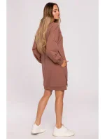 M676 Svetr tunika se zipy - čokoládová M676 Svetr tunika se zipy - čokoládová