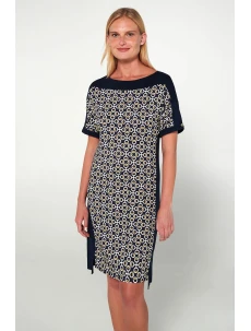 Šaty s krátkými rukávy 20502 modro-bílé - Vamp