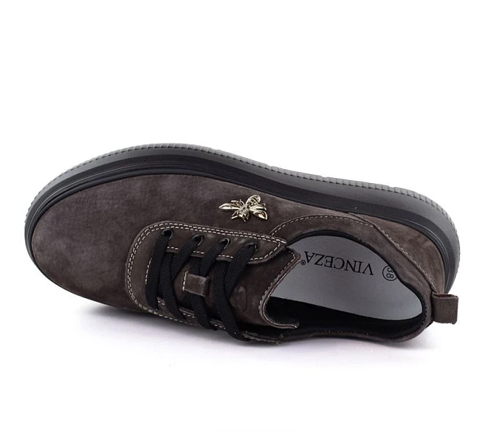 Dámské kožené boty na platformě hnědé model 22116493 dámské - VINCEZA