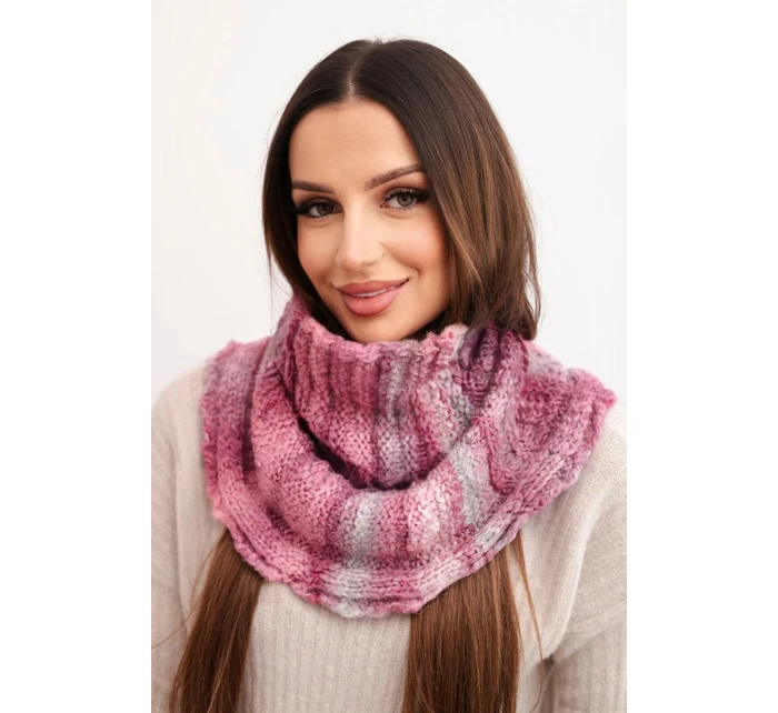 Komin dámský vlněný měkký šátek golf zimní KN21 tmavě růžový