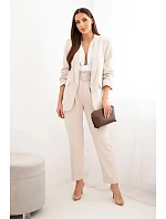 Elegantní komplet saka a kalhot béžový