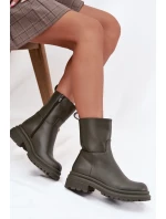 Dámské kotníkové boty na platformě a plochém podpatku Zelené Levira Dámské kotníkové boty na platformě a plochém podpatku Zelené Levira