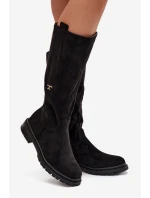 Dámské zateplené kozačky na nízkém podpatku z Delyssa – černé