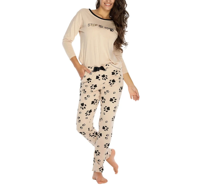 Dámské pyžamo PDD-08 Béžová vzor - Piu Bella