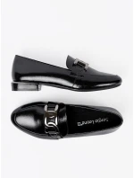 Komfortní  mokasíny černé dámské na širokém podpatku