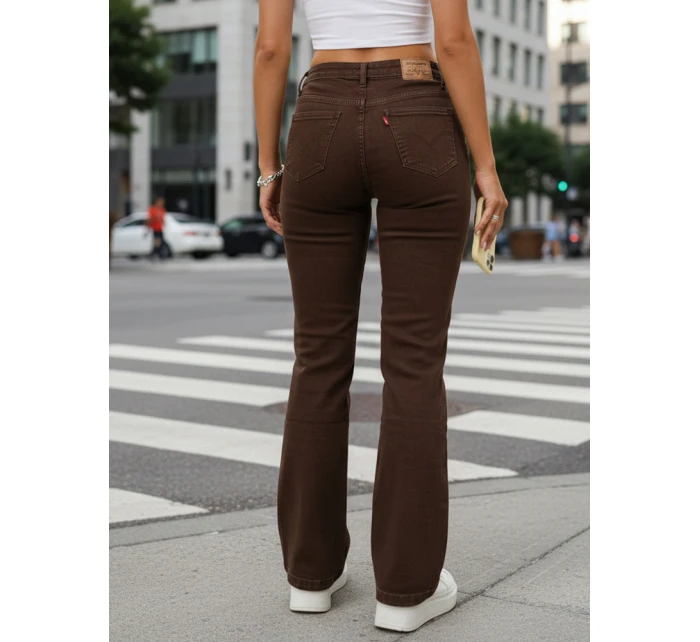 Jeansy damskie z wysokim stanem brązowe FashionStreet UY2910