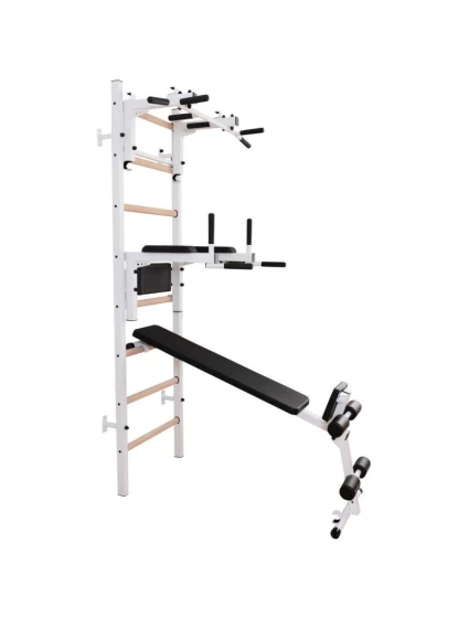 DŘEVĚNÝ KOVOVÝ GYMNASTICKÝ ŽEBŘÍK S HRAZDOU, LAVIČKOU A PŘÍSLUŠENSTVÍM BENCHK 233W DŘEVĚNÝ KOVOVÝ GYMNASTICKÝ ŽEBŘÍK S HRAZDOU, LAVIČKOU A PŘÍSLUŠENSTVÍM BENCHK 233W
