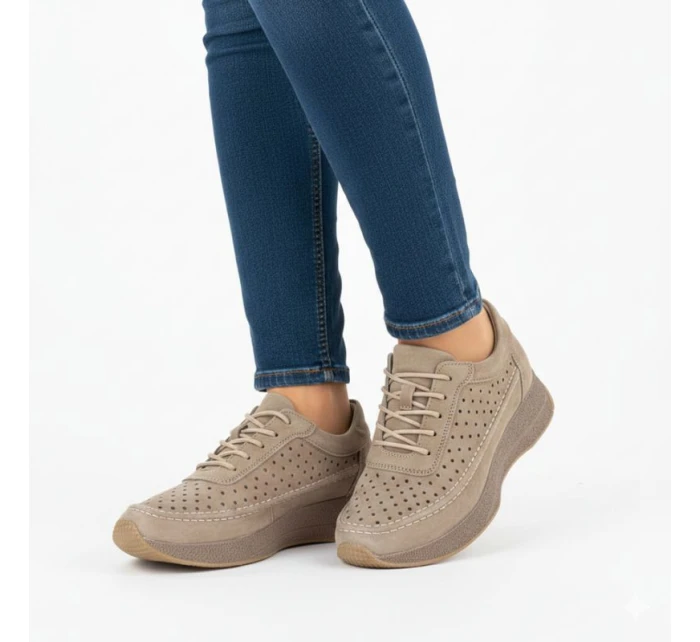 Dámské kožené polobotky světle hnědé Sergio Leone SP013