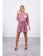 Šaty s flitrovou kapsou tmavě růžové Šaty s flitrovou kapsou tmavě růžové