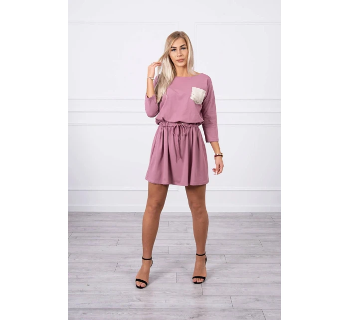 Šaty s flitrovou kapsou tmavě růžové Šaty s flitrovou kapsou tmavě růžové