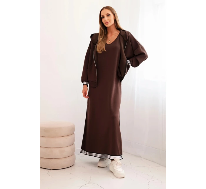 Dámský komplet s viskózou se a dlouhou hnědý model 21268141 - K-Fashion Dámský komplet s viskózou se a dlouhou hnědý model 21268141 - K-Fashion