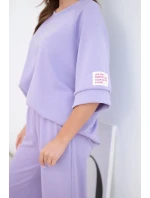 Dámský máslový komplet z viskózy mikina a široké kalhoty světle fialový Dámský máslový komplet z viskózy mikina a široké kalhoty světle fialový