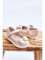 Dětské balerínky s mašlí na suchý zip model 21612408 - VINCEZA Dětské balerínky s mašlí na suchý zip model 21612408 - VINCEZA