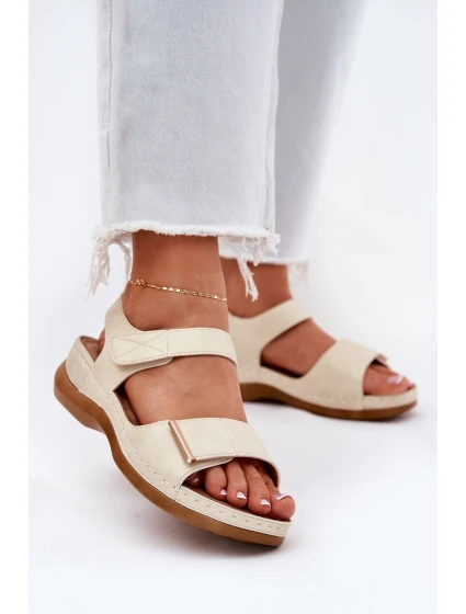 Pohodlné dámské sandály na suchý zip zlaté model 21694170 - EVENTO