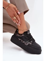 Dámské tenisky na platformě Big Star model 21706532 leopardí černé - Big Star Shoes