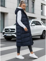 Dámská dlouhá prošívaná tmavě modrá vesta FashionStreet TY5252