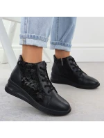 Dámské květované kožené boty na černé model 21905415 - FILIPPO