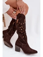 kozačky z přírodního semiše  Čokoládové model 22031659 - Zazoo