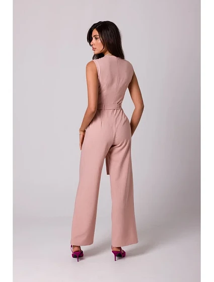 model 18407147 Kombinéza bez rukávů s kapsami růžová - BeWear model 18407147 Kombinéza bez rukávů s kapsami růžová - BeWear