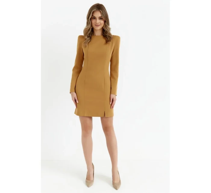 M755 Šaty s modelujícím prošíváním - skořicové