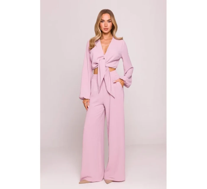 model 21136167 Široké kalhoty krepová růžová - Moe model 21136167 Široké kalhoty krepová růžová - Moe