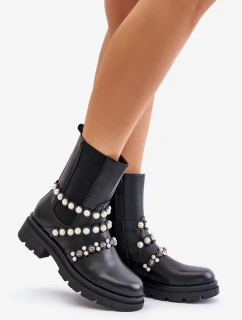 Dámské Kotníkové Boty s Ozdobnými Pásky Černé Sintitia