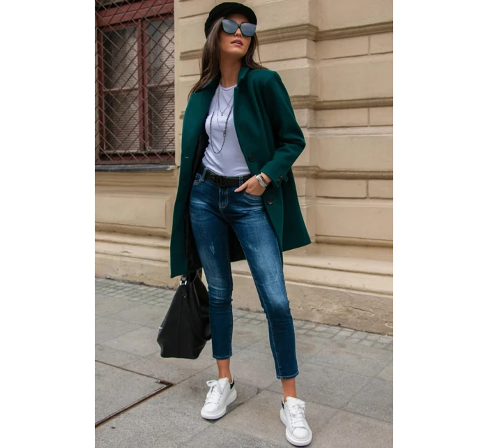 Dámský kabát model 20739844 tmavě zelený - Roco Fashion