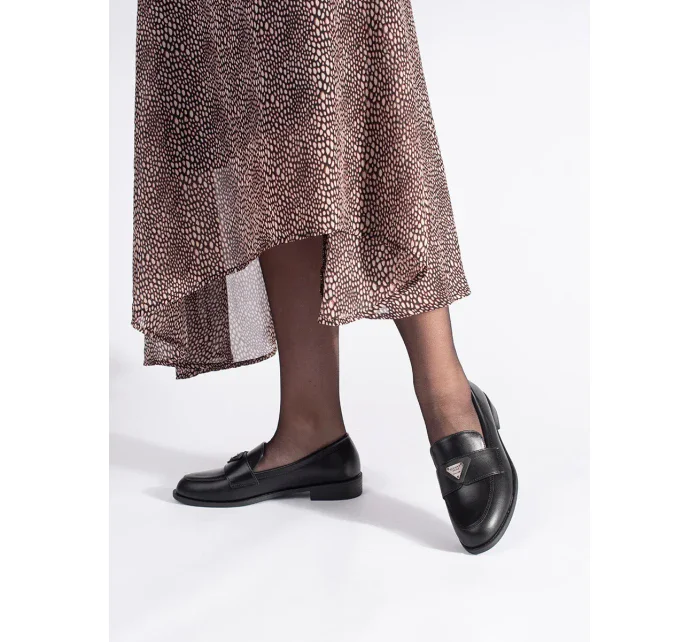 Praktické mokasíny černé dámské bez podpatku Praktické mokasíny černé dámské bez podpatku