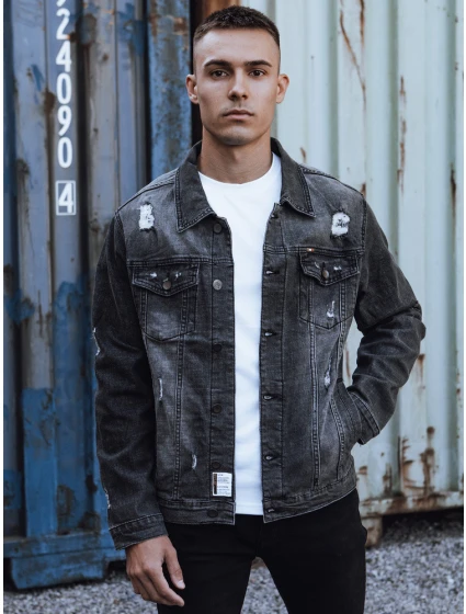 Pánská šedá džínová bunda model 21980259 - Dstreet