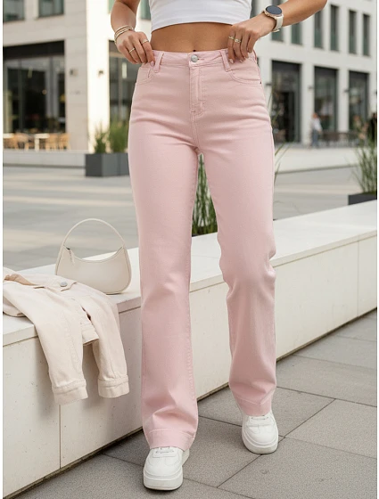 Dámské široké džíny růžové FashionStreet UY2970