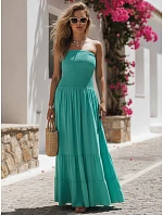 Dámské maxi šaty bez ramínek v mořském odstínu FashionStreet EY2667 Dámské maxi šaty bez ramínek v mořském odstínu FashionStreet EY2667