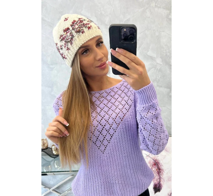 Dámská čepice Florence K350 ecru+bordeaux Dámská čepice Florence K350 ecru+bordeaux