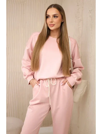 Komplet teplákové + kalhoty máslová látka pudrově růžová Komplet teplákové + kalhoty máslová látka pudrově růžová