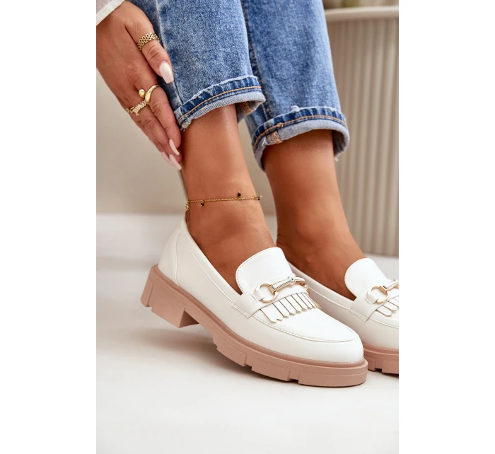 Dámské Mokasíny S Dekorací Eko Kůže Bílé model 21670531 - Boto Dámské Mokasíny S Dekorací Eko Kůže Bílé model 21670531 - Boto