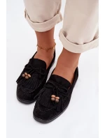 Dámské mokasíny s třásněmi a korálky Černé model 21937649 - Boto Dámské mokasíny s třásněmi a korálky Černé model 21937649 - Boto