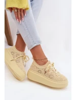 Pletené dámské tenisky na platformě Žluté Evalora