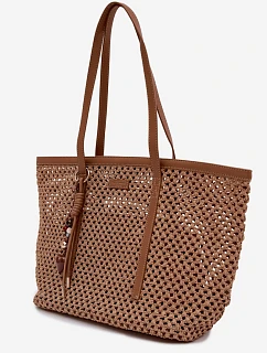 Pletená taška typu s přívěskem světle hnědá model 22111690 - Flora&Co