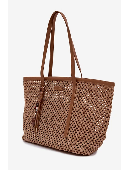 Pletená taška typu s přívěskem světle hnědá model 22111690 - Flora&Co