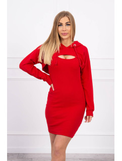 Šaty s mikinou červené